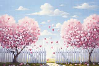 Heart Trees Valentine Fabric Backdrop-Fabric Photography Backdrop-Snobby Drops Fabric Backdrops for Photography, Exclusive Designs by Tara Mapes Photography, Enchanted Eye Creations by Tara Mapes, photography backgrounds, photography backdrops, fast shipping, US backdrops, cheap photography backdrops