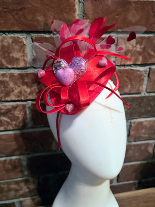 Hearts and Tulle Valentine Fascinator-Accessories-Snobby Drops Fabric Backdrops for Photography, Exclusive Designs by Tara Mapes Photography, Enchanted Eye Creations by Tara Mapes, photography backgrounds, photography backdrops, fast shipping, US backdrops, cheap photography backdrops