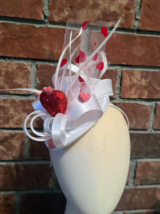 Hearts and Tulle Valentine Fascinator-Accessories-Snobby Drops Fabric Backdrops for Photography, Exclusive Designs by Tara Mapes Photography, Enchanted Eye Creations by Tara Mapes, photography backgrounds, photography backdrops, fast shipping, US backdrops, cheap photography backdrops