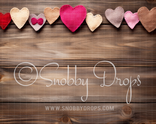 Hearts on Wood Fabric Wee Drop-Fabric Photography Backdrop-Snobby Drops Fabric Backdrops for Photography, Exclusive Designs by Tara Mapes Photography, Enchanted Eye Creations by Tara Mapes, photography backgrounds, photography backdrops, fast shipping, US backdrops, cheap photography backdrops