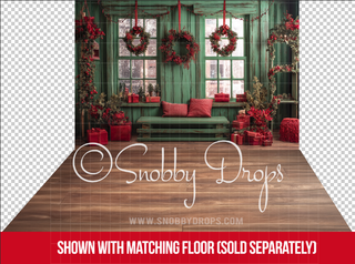 Holly and Green Christmas Fabric Photography Backdrop-Fabric Photography Backdrop-Snobby Drops Fabric Backdrops for Photography, Exclusive Designs by Tara Mapes Photography, Enchanted Eye Creations by Tara Mapes, photography backgrounds, photography backdrops, fast shipping, US backdrops, cheap photography backdrops