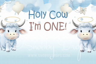 Holy Cow I'm One Cake Smash Fabric Backdrop-Fabric Photography Backdrop-Snobby Drops Fabric Backdrops for Photography, Exclusive Designs by Tara Mapes Photography, Enchanted Eye Creations by Tara Mapes, photography backgrounds, photography backdrops, fast shipping, US backdrops, cheap photography backdrops