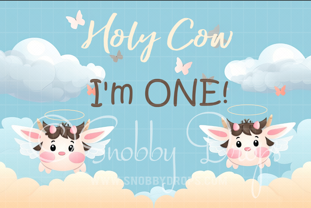 Snobby Holy Cow I'm One Cake Smash Fabric Backdrop by Snobby Drops
