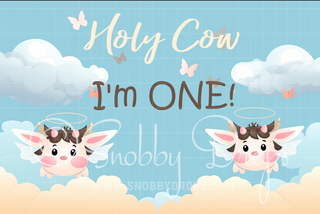 Holy Cow I'm One Cake Smash Fabric Backdrop-Fabric Photography Backdrop-Snobby Drops Fabric Backdrops for Photography, Exclusive Designs by Tara Mapes Photography, Enchanted Eye Creations by Tara Mapes, photography backgrounds, photography backdrops, fast shipping, US backdrops, cheap photography backdrops