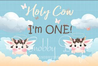 Holy Cow I'm One Cake Smash Fabric Tot Drop-Fabric Photography Tot Drop-Snobby Drops Fabric Backdrops for Photography, Exclusive Designs by Tara Mapes Photography, Enchanted Eye Creations by Tara Mapes, photography backgrounds, photography backdrops, fast shipping, US backdrops, cheap photography backdrops