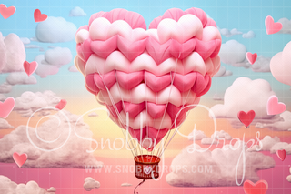 Hot Air Balloon Valentine Fabric Backdrop-Fabric Photography Backdrop-Snobby Drops Fabric Backdrops for Photography, Exclusive Designs by Tara Mapes Photography, Enchanted Eye Creations by Tara Mapes, photography backgrounds, photography backdrops, fast shipping, US backdrops, cheap photography backdrops