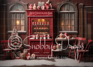 Hot Chocolate Bar Cafe Fabric Backdrop-Fabric Photography Backdrop-Snobby Drops Fabric Backdrops for Photography, Exclusive Designs by Tara Mapes Photography, Enchanted Eye Creations by Tara Mapes, photography backgrounds, photography backdrops, fast shipping, US backdrops, cheap photography backdrops