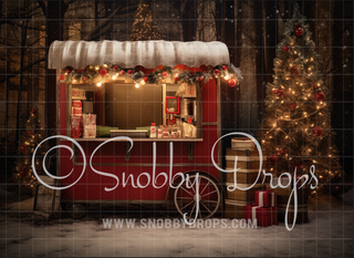 Hot Chocolate Cocoa Cart Fabric Backdrop-Fabric Photography Backdrop-Snobby Drops Fabric Backdrops for Photography, Exclusive Designs by Tara Mapes Photography, Enchanted Eye Creations by Tara Mapes, photography backgrounds, photography backdrops, fast shipping, US backdrops, cheap photography backdrops