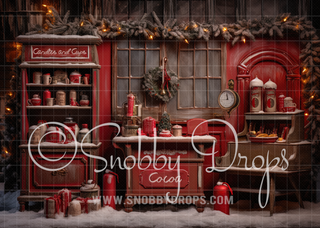 Hot Cocoa Cabinet Fabric Backdrop-Fabric Photography Backdrop-Snobby Drops Fabric Backdrops for Photography, Exclusive Designs by Tara Mapes Photography, Enchanted Eye Creations by Tara Mapes, photography backgrounds, photography backdrops, fast shipping, US backdrops, cheap photography backdrops