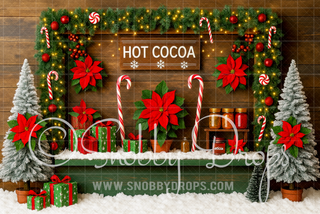 Hot Cocoa Mint Christmas Fabric Backdrop-Fabric Photography Backdrop-Snobby Drops Fabric Backdrops for Photography, Exclusive Designs by Tara Mapes Photography, Enchanted Eye Creations by Tara Mapes, photography backgrounds, photography backdrops, fast shipping, US backdrops, cheap photography backdrops