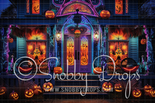 Hypnotic Witch House Halloween Fabric Backdrop-Fabric Photography Backdrop-Snobby Drops Fabric Backdrops for Photography, Exclusive Designs by Tara Mapes Photography, Enchanted Eye Creations by Tara Mapes, photography backgrounds, photography backdrops, fast shipping, US backdrops, cheap photography backdrops