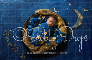 I Love You to the Moon Newborn Fabric Wee Drop-Fabric Photography Backdrop-Snobby Drops Fabric Backdrops for Photography, Exclusive Designs by Tara Mapes Photography, Enchanted Eye Creations by Tara Mapes, photography backgrounds, photography backdrops, fast shipping, US backdrops, cheap photography backdrops