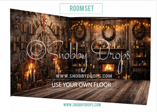 INDUSTRIAL CHRISTMAS 2-Piece Fabric Room Set-Photography Backdrop 2P Room Set-Snobby Drops Fabric Backdrops for Photography, Exclusive Designs by Tara Mapes Photography, Enchanted Eye Creations by Tara Mapes, photography backgrounds, photography backdrops, fast shipping, US backdrops, cheap photography backdrops