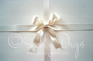 Ivory Bow and Ribbon Fabric Backdrop-Fabric Photography Backdrop-Snobby Drops Fabric Backdrops for Photography, Exclusive Designs by Tara Mapes Photography, Enchanted Eye Creations by Tara Mapes, photography backgrounds, photography backdrops, fast shipping, US backdrops, cheap photography backdrops