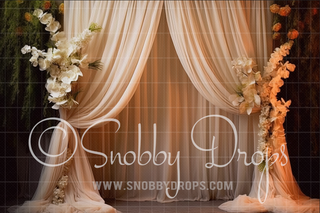 Ivory Curtains on Ivy Fabric Backdrop-Fabric Photography Backdrop-Snobby Drops Fabric Backdrops for Photography, Exclusive Designs by Tara Mapes Photography, Enchanted Eye Creations by Tara Mapes, photography backgrounds, photography backdrops, fast shipping, US backdrops, cheap photography backdrops