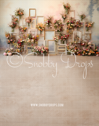 Ivory Floral Frames Fine Art Fabric Backdrop Sweep-Fabric Photography Sweep-Snobby Drops Fabric Backdrops for Photography, Exclusive Designs by Tara Mapes Photography, Enchanted Eye Creations by Tara Mapes, photography backgrounds, photography backdrops, fast shipping, US backdrops, cheap photography backdrops