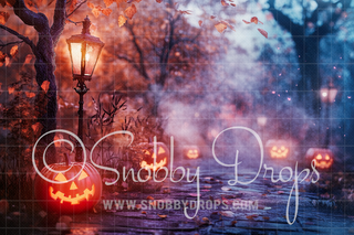 Jack O Lantern Row Fabric Backdrop Sweep-Fabric Photography Sweep-Snobby Drops Fabric Backdrops for Photography, Exclusive Designs by Tara Mapes Photography, Enchanted Eye Creations by Tara Mapes, photography backgrounds, photography backdrops, fast shipping, US backdrops, cheap photography backdrops