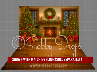 Joyful Fireplace Christmas Fabric Backdrop-Fabric Photography Backdrop-Snobby Drops Fabric Backdrops for Photography, Exclusive Designs by Tara Mapes Photography, Enchanted Eye Creations by Tara Mapes, photography backgrounds, photography backdrops, fast shipping, US backdrops, cheap photography backdrops