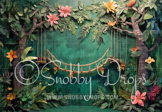 Jungle Bridge Fabric Backdrop-Fabric Photography Backdrop-Snobby Drops Fabric Backdrops for Photography, Exclusive Designs by Tara Mapes Photography, Enchanted Eye Creations by Tara Mapes, photography backgrounds, photography backdrops, fast shipping, US backdrops, cheap photography backdrops