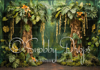 Jungle Scene with Trees Fabric Backdrop-Fabric Photography Backdrop-Snobby Drops Fabric Backdrops for Photography, Exclusive Designs by Tara Mapes Photography, Enchanted Eye Creations by Tara Mapes, photography backgrounds, photography backdrops, fast shipping, US backdrops, cheap photography backdrops