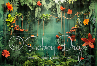 Jungle Vines Scene Fabric Backdrop-Fabric Photography Backdrop-Snobby Drops Fabric Backdrops for Photography, Exclusive Designs by Tara Mapes Photography, Enchanted Eye Creations by Tara Mapes, photography backgrounds, photography backdrops, fast shipping, US backdrops, cheap photography backdrops