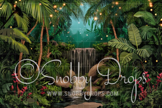 Jungle Waterfall Fabric Backdrop-Fabric Photography Backdrop-Snobby Drops Fabric Backdrops for Photography, Exclusive Designs by Tara Mapes Photography, Enchanted Eye Creations by Tara Mapes, photography backgrounds, photography backdrops, fast shipping, US backdrops, cheap photography backdrops