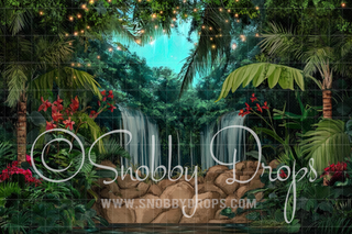 Jungle Waterfall with Lights Fabric Backdrop-Fabric Photography Backdrop-Snobby Drops Fabric Backdrops for Photography, Exclusive Designs by Tara Mapes Photography, Enchanted Eye Creations by Tara Mapes, photography backgrounds, photography backdrops, fast shipping, US backdrops, cheap photography backdrops