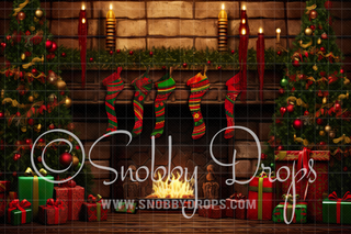 Kwanzaa Fireplace Fabric Backdrop-Fabric Photography Backdrop-Snobby Drops Fabric Backdrops for Photography, Exclusive Designs by Tara Mapes Photography, Enchanted Eye Creations by Tara Mapes, photography backgrounds, photography backdrops, fast shipping, US backdrops, cheap photography backdrops