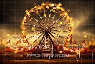 Lighted Ferris Wheel at Circus Fabric Backdrop-Fabric Photography Backdrop-Snobby Drops Fabric Backdrops for Photography, Exclusive Designs by Tara Mapes Photography, Enchanted Eye Creations by Tara Mapes, photography backgrounds, photography backdrops, fast shipping, US backdrops, cheap photography backdrops