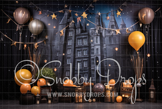 Lil Wizard Birthday Backdrop-Fabric Photography Backdrop-Snobby Drops Fabric Backdrops for Photography, Exclusive Designs by Tara Mapes Photography, Enchanted Eye Creations by Tara Mapes, photography backgrounds, photography backdrops, fast shipping, US backdrops, cheap photography backdrops