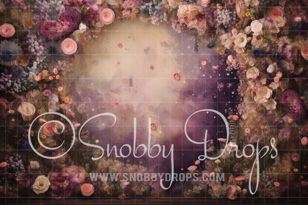 Snobby Snobby Drops Lilac Florals Fine Art Painterly Fabric Backdrop Made in