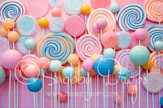 Lolli Wall Lollipop Candyland Fabric Backdrop-Fabric Photography Backdrop-Snobby Drops Fabric Backdrops for Photography, Exclusive Designs by Tara Mapes Photography, Enchanted Eye Creations by Tara Mapes, photography backgrounds, photography backdrops, fast shipping, US backdrops, cheap photography backdrops