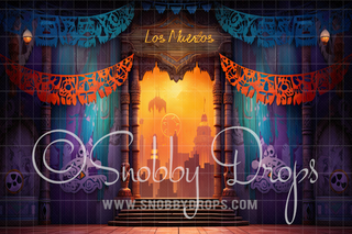 Los Muertos Dia de los Muertos Backdrop-Fabric Photography Backdrop-Snobby Drops Fabric Backdrops for Photography, Exclusive Designs by Tara Mapes Photography, Enchanted Eye Creations by Tara Mapes, photography backgrounds, photography backdrops, fast shipping, US backdrops, cheap photography backdrops