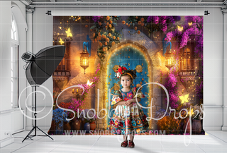 Magic Charm Door Fabric Backdrop-Fabric Photography Backdrop-Snobby Drops Fabric Backdrops for Photography, Exclusive Designs by Tara Mapes Photography, Enchanted Eye Creations by Tara Mapes, photography backgrounds, photography backdrops, fast shipping, US backdrops, cheap photography backdrops