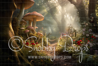 Magical Fairy Forest Path Fabric Backdrop-Fabric Photography Backdrop-Snobby Drops Fabric Backdrops for Photography, Exclusive Designs by Tara Mapes Photography, Enchanted Eye Creations by Tara Mapes, photography backgrounds, photography backdrops, fast shipping, US backdrops, cheap photography backdrops
