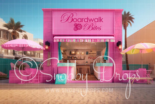 Malibu Beach Storefront Fabric Backdrop-Fabric Photography Backdrop-Snobby Drops Fabric Backdrops for Photography, Exclusive Designs by Tara Mapes Photography, Enchanted Eye Creations by Tara Mapes, photography backgrounds, photography backdrops, fast shipping, US backdrops, cheap photography backdrops