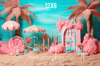 Malibu Doll Baby Beach Fabric Backdrop-Fabric Photography Backdrop-Snobby Drops Fabric Backdrops for Photography, Exclusive Designs by Tara Mapes Photography, Enchanted Eye Creations by Tara Mapes, photography backgrounds, photography backdrops, fast shipping, US backdrops, cheap photography backdrops