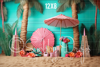 Malibu Doll Baby Beach Fabric Backdrop-Fabric Photography Backdrop-Snobby Drops Fabric Backdrops for Photography, Exclusive Designs by Tara Mapes Photography, Enchanted Eye Creations by Tara Mapes, photography backgrounds, photography backdrops, fast shipping, US backdrops, cheap photography backdrops