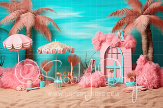 Malibu Doll Baby Beach Fabric Backdrop-Fabric Photography Backdrop-Snobby Drops Fabric Backdrops for Photography, Exclusive Designs by Tara Mapes Photography, Enchanted Eye Creations by Tara Mapes, photography backgrounds, photography backdrops, fast shipping, US backdrops, cheap photography backdrops