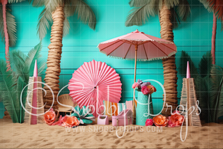 Malibu Doll Baby Beach Fabric Backdrop-Fabric Photography Backdrop-Snobby Drops Fabric Backdrops for Photography, Exclusive Designs by Tara Mapes Photography, Enchanted Eye Creations by Tara Mapes, photography backgrounds, photography backdrops, fast shipping, US backdrops, cheap photography backdrops