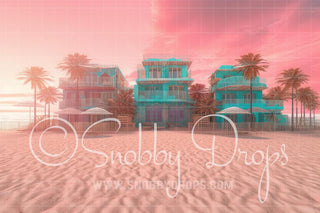 Malibu Doll Beach Dreamhouse Mansion Fabric Backdrop 3-Fabric Photography Backdrop-Snobby Drops Fabric Backdrops for Photography, Exclusive Designs by Tara Mapes Photography, Enchanted Eye Creations by Tara Mapes, photography backgrounds, photography backdrops, fast shipping, US backdrops, cheap photography backdrops