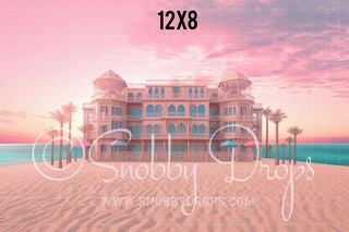 Malibu Doll Beach Mansion Fabric Backdrop-Fabric Photography Backdrop-Snobby Drops Fabric Backdrops for Photography, Exclusive Designs by Tara Mapes Photography, Enchanted Eye Creations by Tara Mapes, photography backgrounds, photography backdrops, fast shipping, US backdrops, cheap photography backdrops