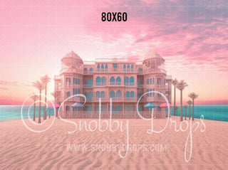 Malibu Doll Beach Mansion Fabric Backdrop-Fabric Photography Backdrop-Snobby Drops Fabric Backdrops for Photography, Exclusive Designs by Tara Mapes Photography, Enchanted Eye Creations by Tara Mapes, photography backgrounds, photography backdrops, fast shipping, US backdrops, cheap photography backdrops