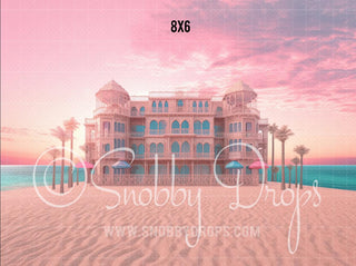 Malibu Doll Beach Mansion Fabric Backdrop-Fabric Photography Backdrop-Snobby Drops Fabric Backdrops for Photography, Exclusive Designs by Tara Mapes Photography, Enchanted Eye Creations by Tara Mapes, photography backgrounds, photography backdrops, fast shipping, US backdrops, cheap photography backdrops