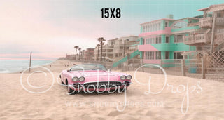 Malibu Doll Beach Sports Car Fabric Backdrop 2-Fabric Photography Backdrop-Snobby Drops Fabric Backdrops for Photography, Exclusive Designs by Tara Mapes Photography, Enchanted Eye Creations by Tara Mapes, photography backgrounds, photography backdrops, fast shipping, US backdrops, cheap photography backdrops