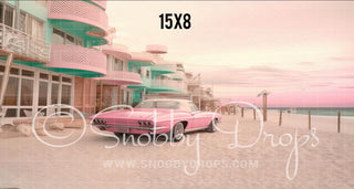 Malibu Doll Beach Sports Car Fabric Backdrop 3-Fabric Photography Backdrop-Snobby Drops Fabric Backdrops for Photography, Exclusive Designs by Tara Mapes Photography, Enchanted Eye Creations by Tara Mapes, photography backgrounds, photography backdrops, fast shipping, US backdrops, cheap photography backdrops