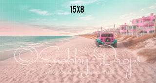 Malibu Doll Beach SUV Fabric Backdrop-Fabric Photography Backdrop-Snobby Drops Fabric Backdrops for Photography, Exclusive Designs by Tara Mapes Photography, Enchanted Eye Creations by Tara Mapes, photography backgrounds, photography backdrops, fast shipping, US backdrops, cheap photography backdrops