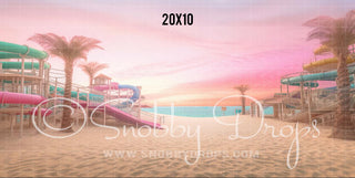 Malibu Doll Beach Waterpark Fabric Backdrop-Fabric Photography Backdrop-Snobby Drops Fabric Backdrops for Photography, Exclusive Designs by Tara Mapes Photography, Enchanted Eye Creations by Tara Mapes, photography backgrounds, photography backdrops, fast shipping, US backdrops, cheap photography backdrops