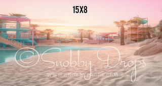 Malibu Doll Beach Waterpark Fabric Backdrop-Fabric Photography Backdrop-Snobby Drops Fabric Backdrops for Photography, Exclusive Designs by Tara Mapes Photography, Enchanted Eye Creations by Tara Mapes, photography backgrounds, photography backdrops, fast shipping, US backdrops, cheap photography backdrops