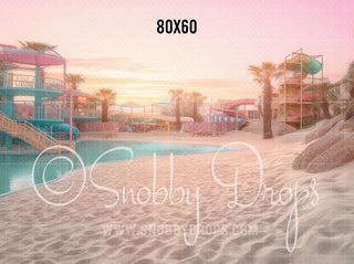 Malibu Doll Beach Waterpark Fabric Backdrop-Fabric Photography Backdrop-Snobby Drops Fabric Backdrops for Photography, Exclusive Designs by Tara Mapes Photography, Enchanted Eye Creations by Tara Mapes, photography backgrounds, photography backdrops, fast shipping, US backdrops, cheap photography backdrops